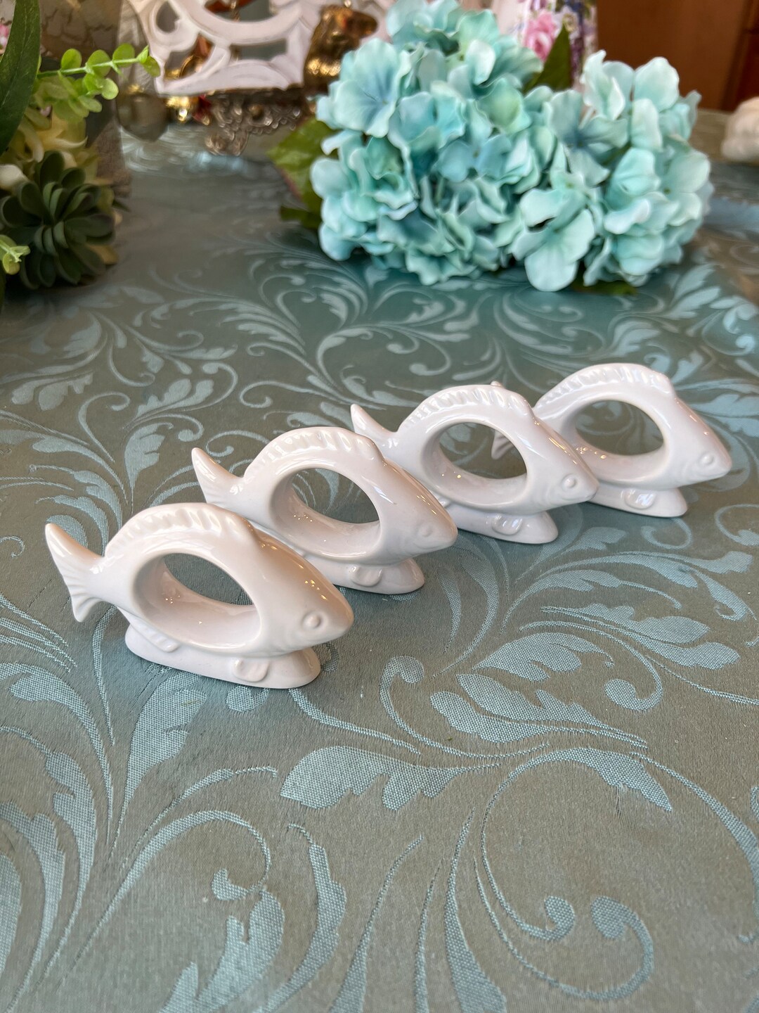Pottery Barn Fish Napkin Rings Set of 4 Napkin Holders Etsy