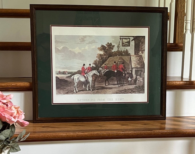 English Fox Hunt Scene Vintage Framed Fox Hunt Print Etsy