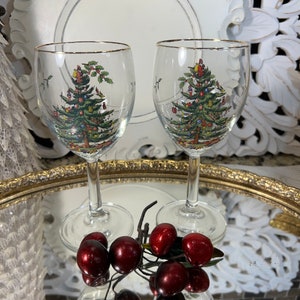 Spode Christmas Tree with Presents Old Fashioned Wine Glasses Sets of 4 or 6 ~ Christmas Holiday Barware