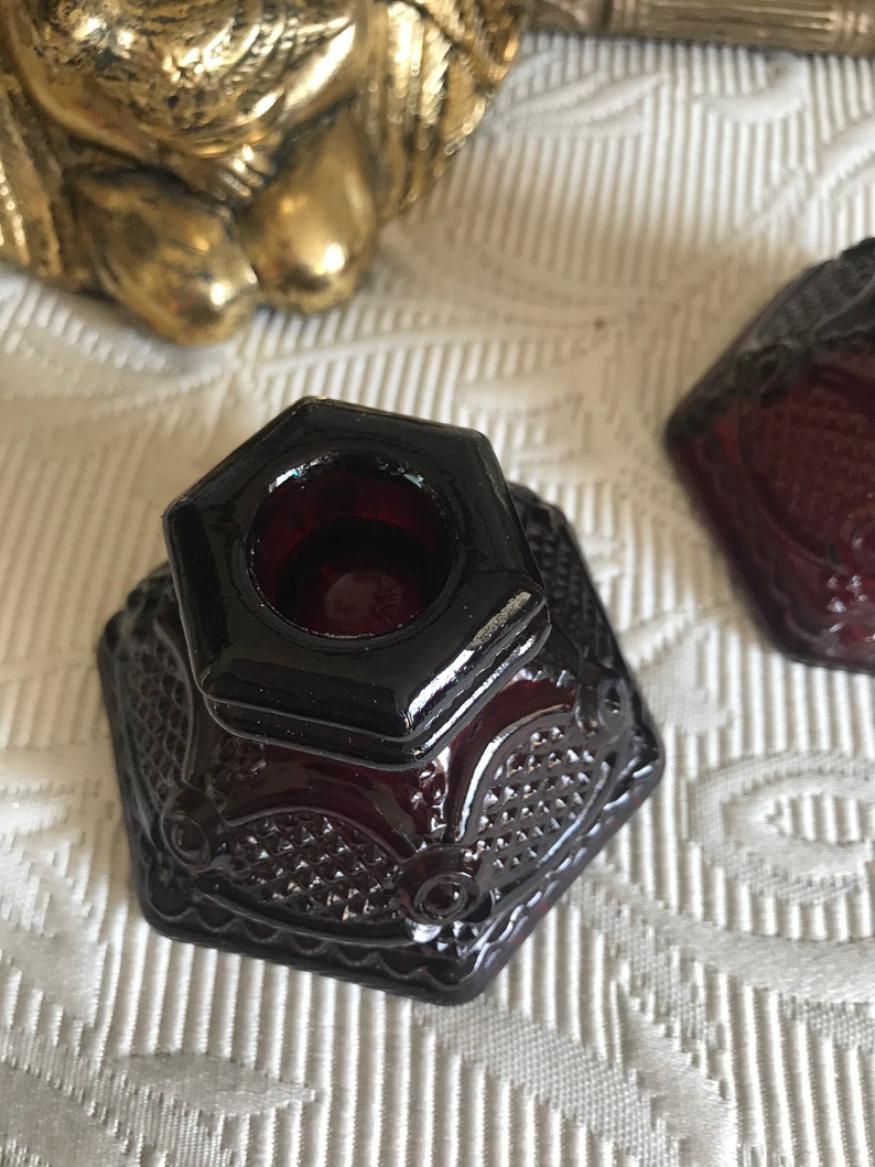 Vintage Avon Cape Cod Ruby Candle Holders Etsy