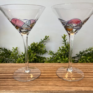 Personalized Martini Glasses Custom Engraved Set of 2- Lemon Drop