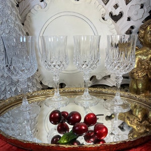 Cristal D&#39;Arques Longchamp Wine Glasses - French Cut Crystal Goblets (Set of 4)