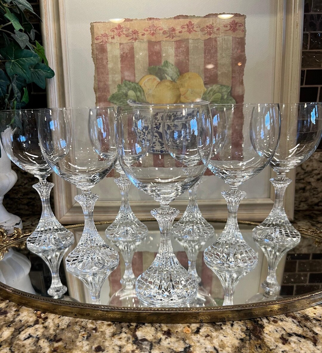 Mikasa the Ritz Crystal Wine Glasses Set of 7 German Crystal Goblets ...