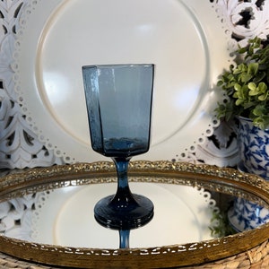1 Libbey Facets Navy Glass ~ 1 Replacement Glass ~ Vintage Libbey Glassware ~ Vintage Libbey Facets Cobalt Blue Water Goblet