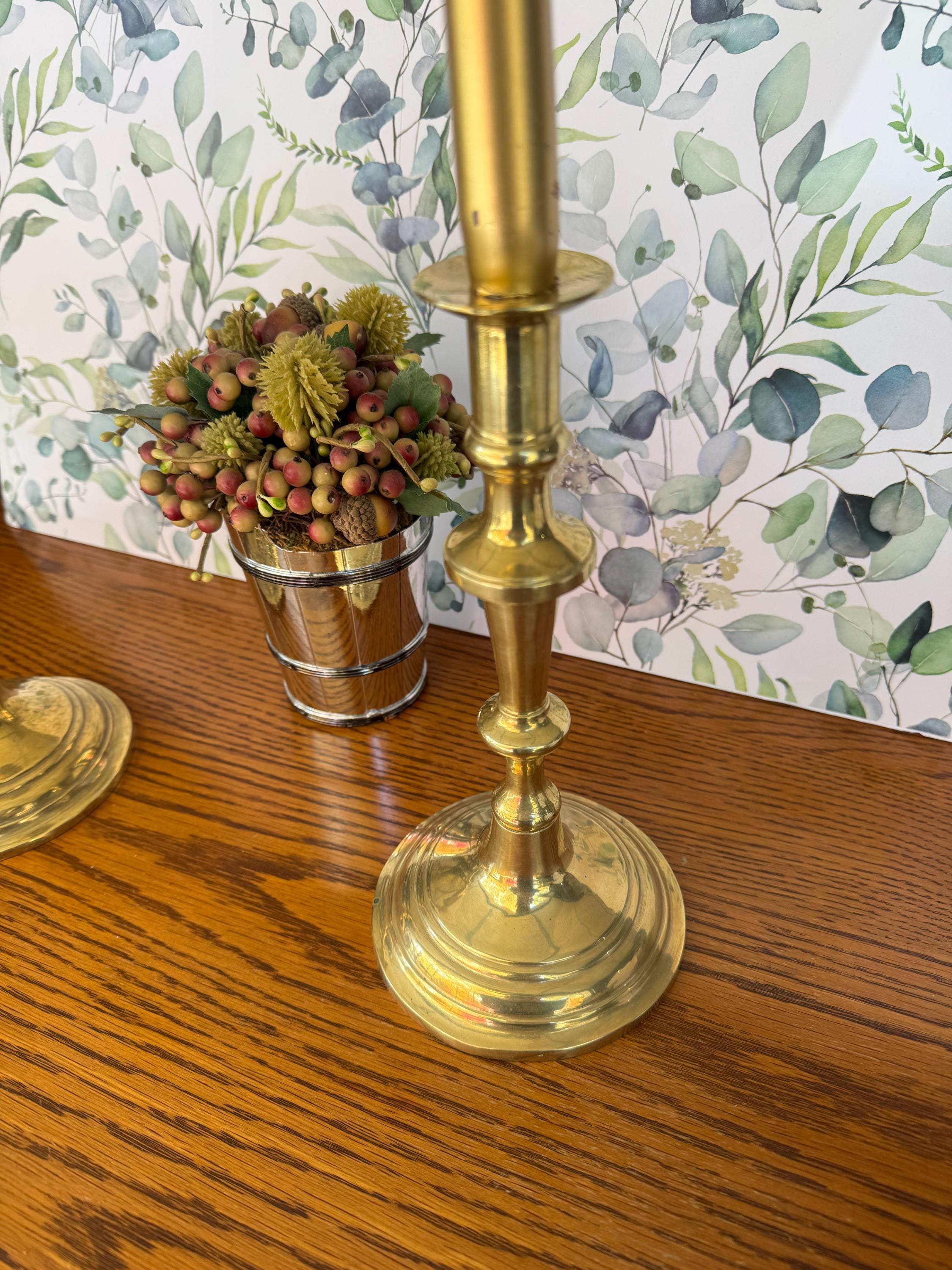 Tall Vintage Brass Candlestick Holders Set of 2 ~ 9" Brass Candlesticks ...