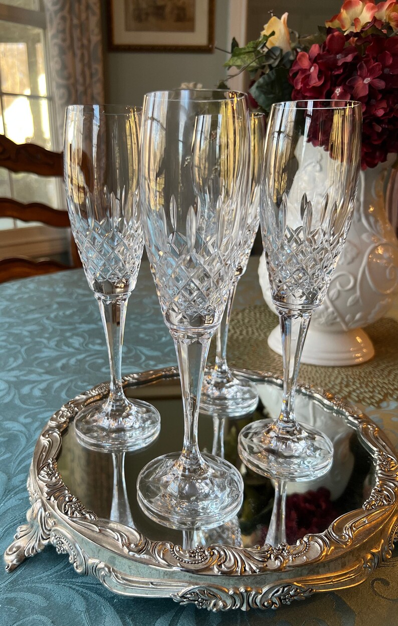Mikasa Coventry Crystal Champagne Toasting Flutes Set of 4 Etsy