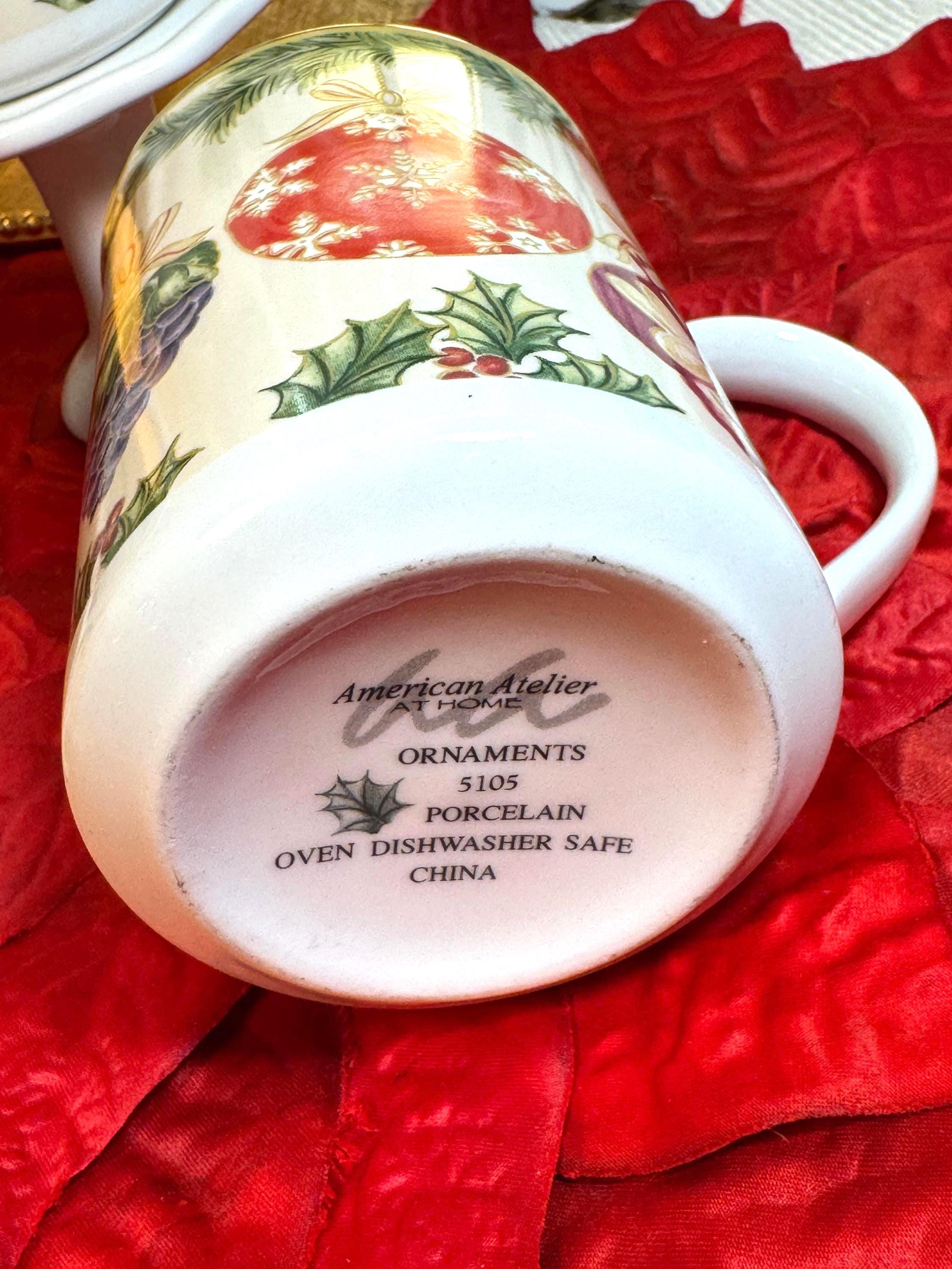 Christmas Ornament Coffee Mugs - American Atelier Set of 3