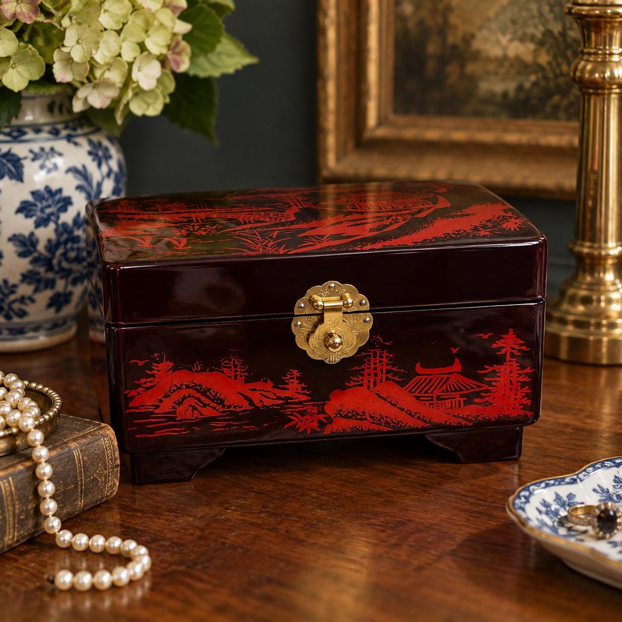 Japanese Red Lacquer Box - Etsy