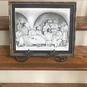 Last Supper Pencil Drawing Print Signed by Artist ~ Jesus the Last Supper ~ Religious Art ~ 12 Disciples ~ Lord&#39;s Supper Art ~ Christian Art
