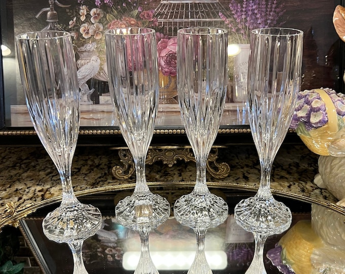 Mikasa Coventry Crystal Champagne Toasting Flutes Set of 4 Etsy