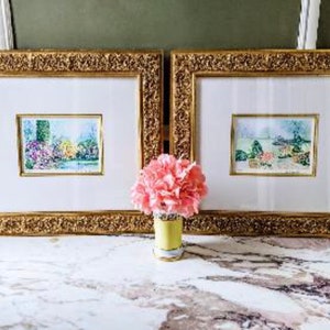 Artist Richard Nahmias Lithographs Gardens of Giverny ~ Signed Limited Edition ~ Beautiful Garden Artwork ~ Gold Ornate Custom Framed Floral