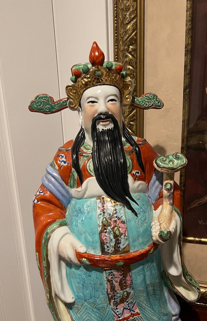 Large Vintage Chinese God Statue mid Century Statues Etsy