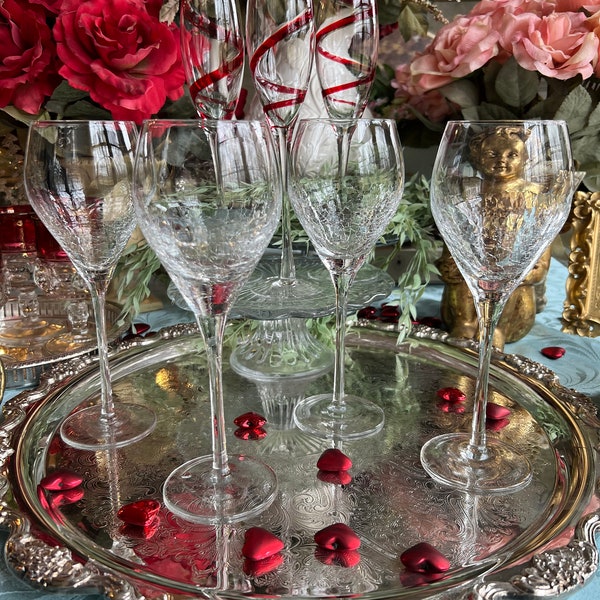 Pier 1 Crackle Wine Glasses Etsy