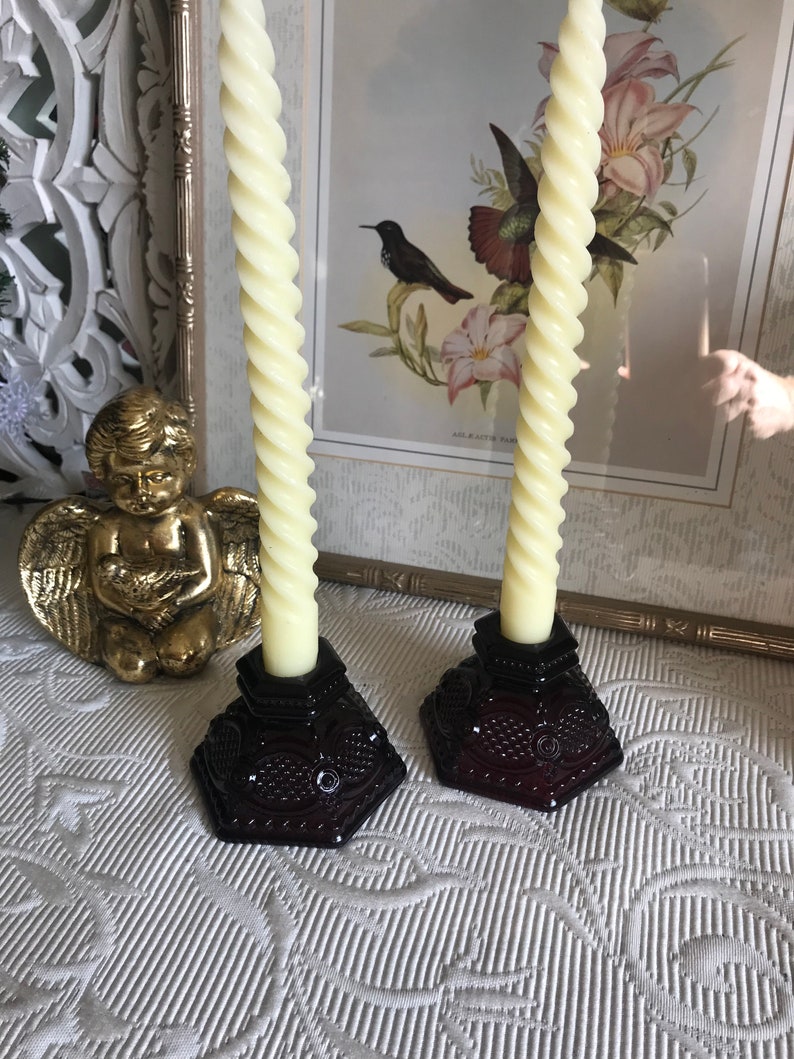 Vintage Avon Cape Cod Ruby Candle Holders Etsy