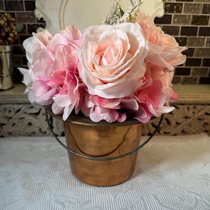 Rustic Solid Copper & Brass Planter Pot ~ Copper Decor ~ Farmhouse ~ French Country Decor ~ Turkish Copper Bucket ~ Made in Turkey