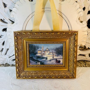 Thomas Kinkade, Painter of Light ~ #41007 Moonlit Sleigh Ride ~ Thomas Kinkade Wall Art ~ Snowy Winter Scene Art Work