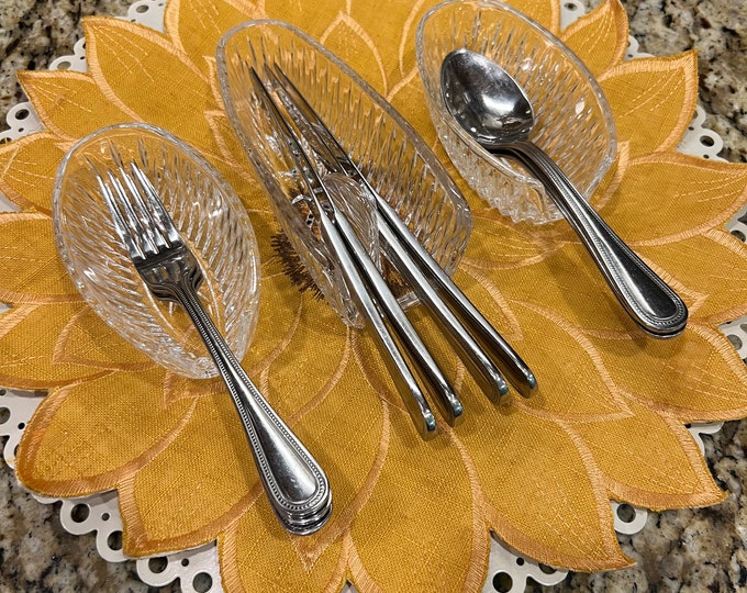 3 Piece Set Vintage Princess House Spoon Rest, Silverware Caddy, Knife Caddy, Buffet Serving