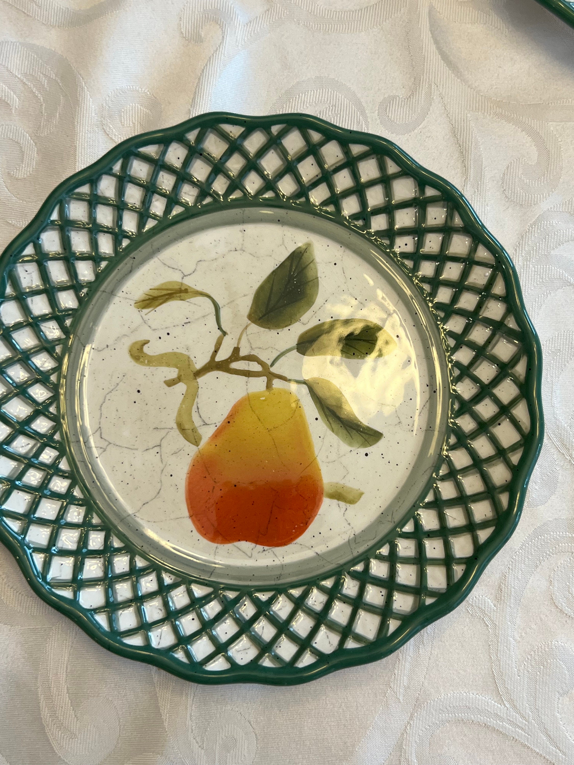 Raymond Waites Cornucopia Fruit Lattice Salad Plates - Set of 3