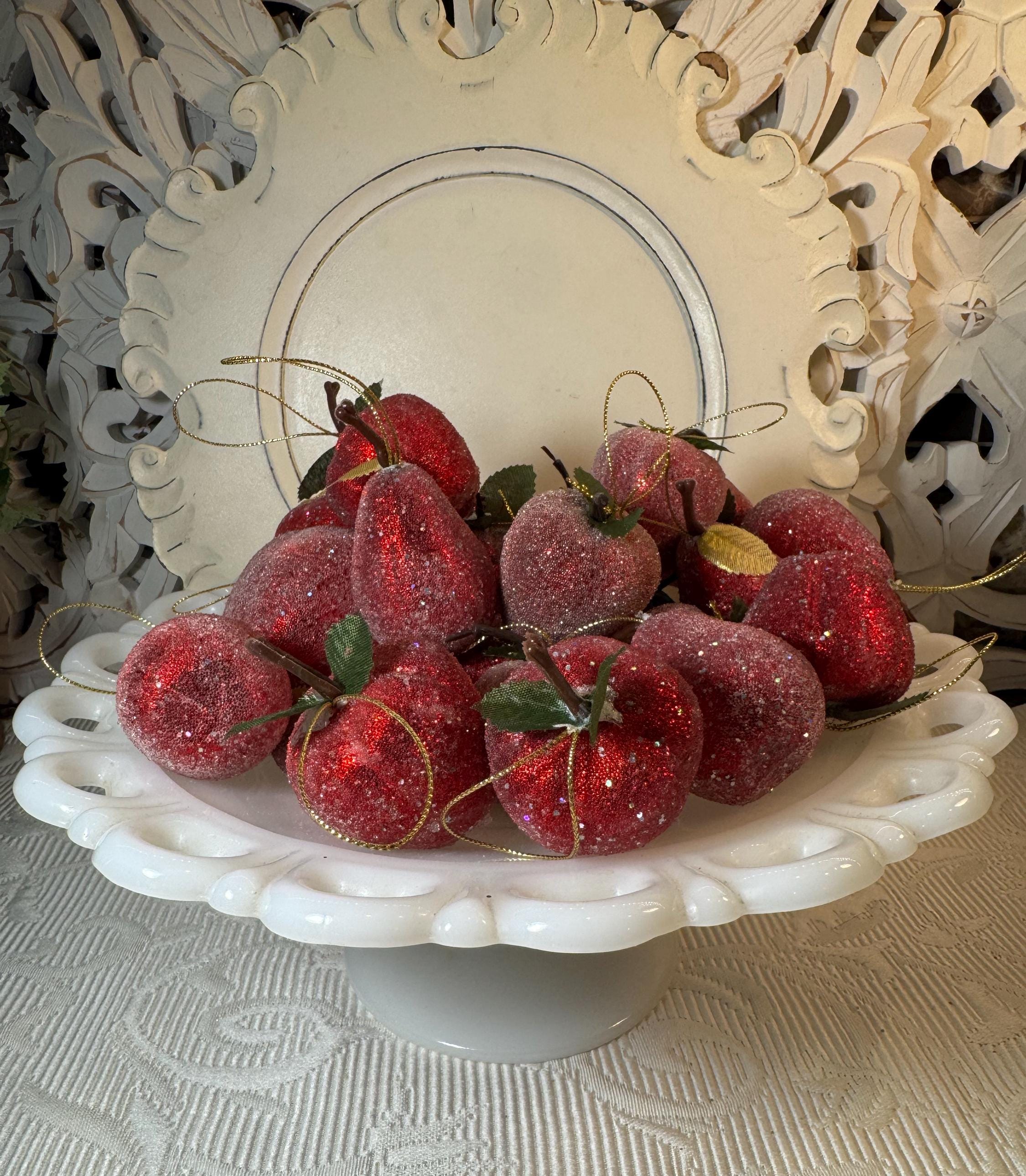 Set of 21 Faux Fruit Ornaments ~ Vintage Artificial Sugared Fruit ~ Faux Fruit Bowl Fillers ~ Vintage Fruit Tree Ornaments ~ Artificial Food