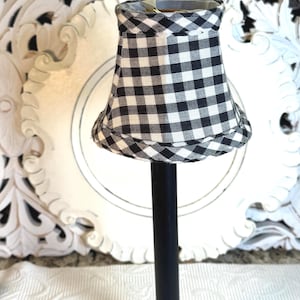 Black & White Check Mini Lamp Shade ~ Clip on Shade ~ Farmhouse Country Shades ~ Cottagecore Shades ~ French Country Shade