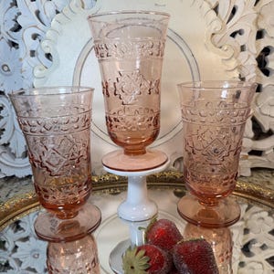 Mikasa Pink Goblets Adirondack Pink Studio Nova ~ Pink Southwest Goblets ~ Pink Iced Tea/Water Goblets Set of 3