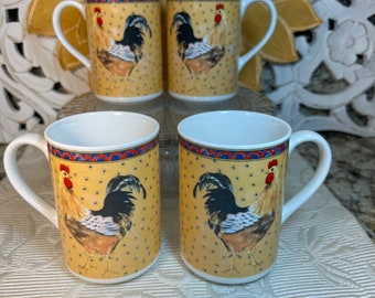 Vintage Stoneware American Atelier at Home Rooster Coffee Mugs Set of 4 -  Etsy