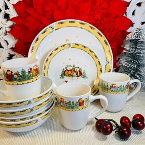 2003 Frolic Snowman Dinnerware by Gibson ~ Debi Hron Snowman Christmas Plates ~ Vintage Christmas Snowman Plates ~ Bowls ~ Mugs ~ Sets of 4
