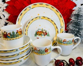 2003 Frolic Snowman Dinnerware by Gibson ~ Debi Hron Snowman Christmas Plates ~ Vintage Christmas Snowman Plates ~ Bowls ~ Mugs ~ Sets of 4