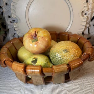 Italian Ceramic Fruit Basket Centerpiece ~ Vintage Artificial Ceramic Fruit ~ Very Large Faux Fruit Decor ~ Kitchen Decor ~