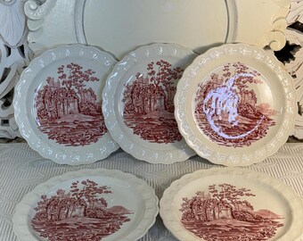 Taylor Smith Taylor ~ English Abbey ~ Red & White China ~ Vintage