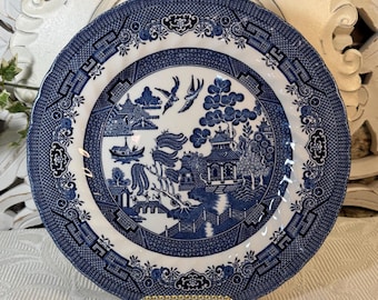Vintage Blue Willow Dinner Plate or Salad Bowl - English Ironstone