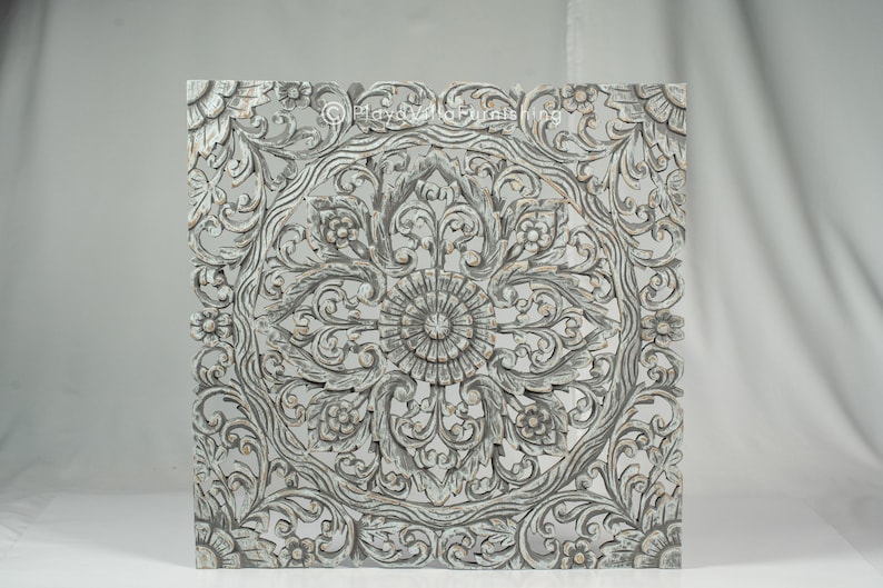 Carved Wood Wall Art Panel for Hanging Weathered Gray Color Etsy