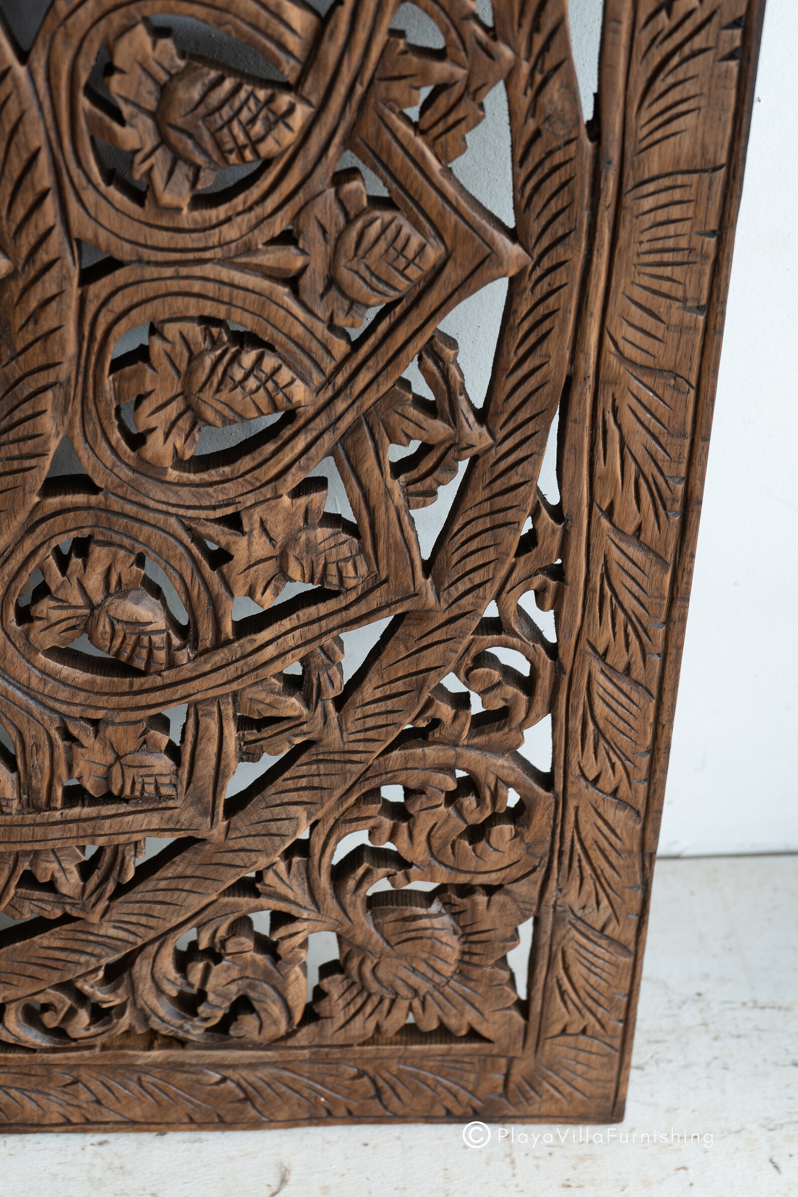 Wood Mandala Wall Art Decor Large Bohemian Style Panel Brown Etsy