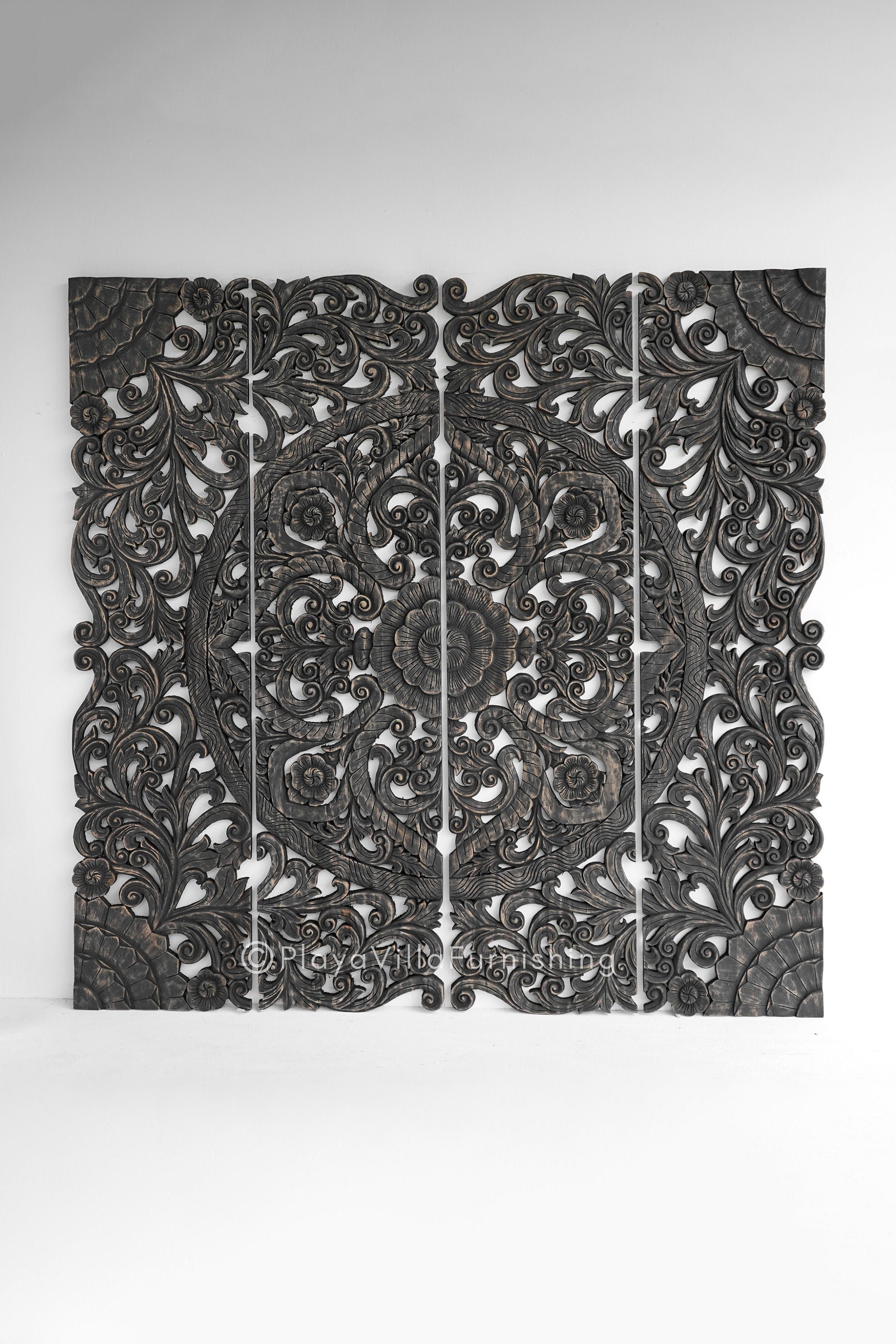 Handgeschnitzte Kopfteil für Kingsize-Bett rustikale schwarze | Etsy