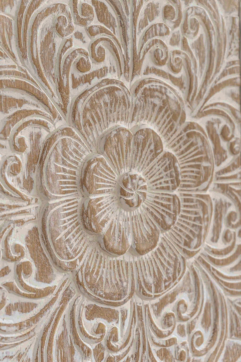 Queen Size Wall Mounted Headboard Wood Carved Moroccan Etsy