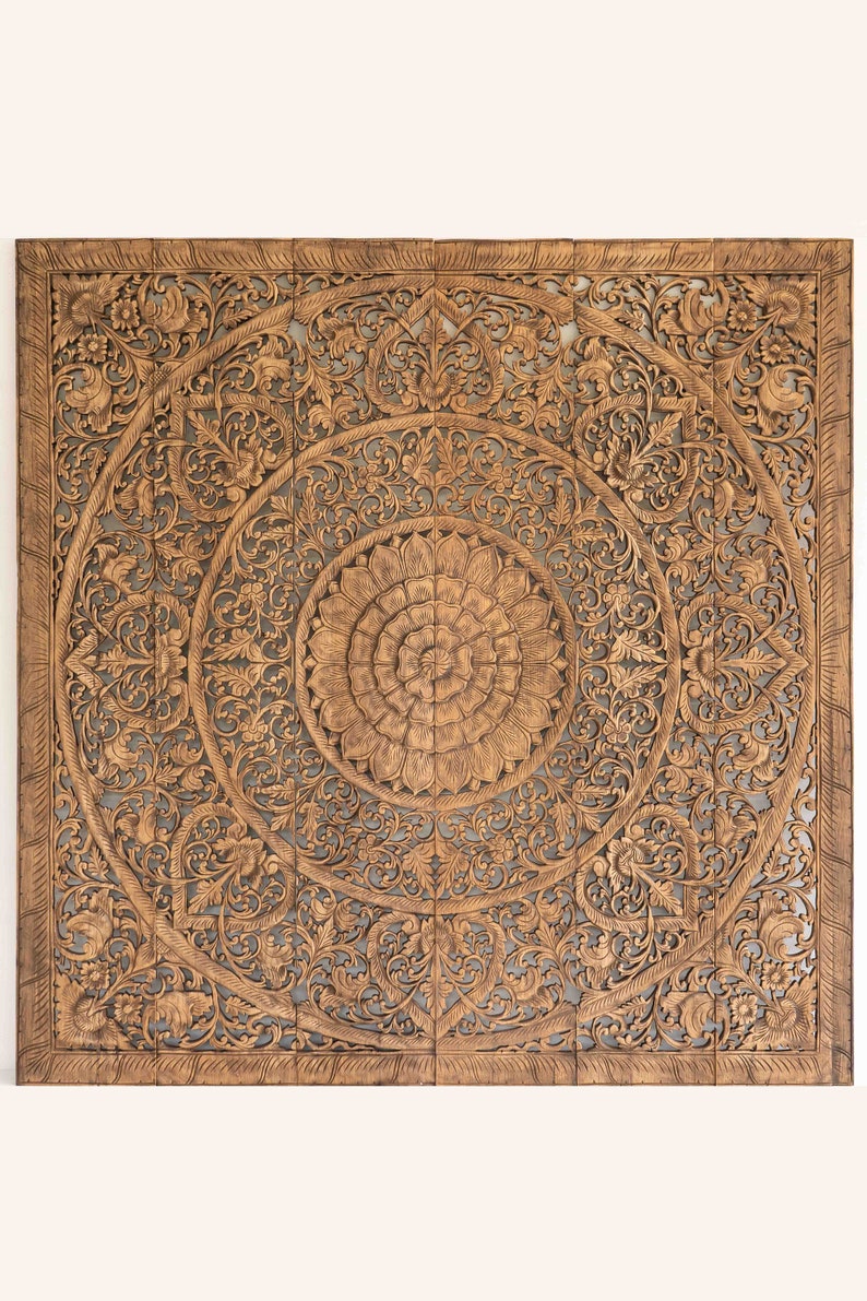 Mandala Wood Carving Headboard for King Size Bed Wall Mounted Etsy
