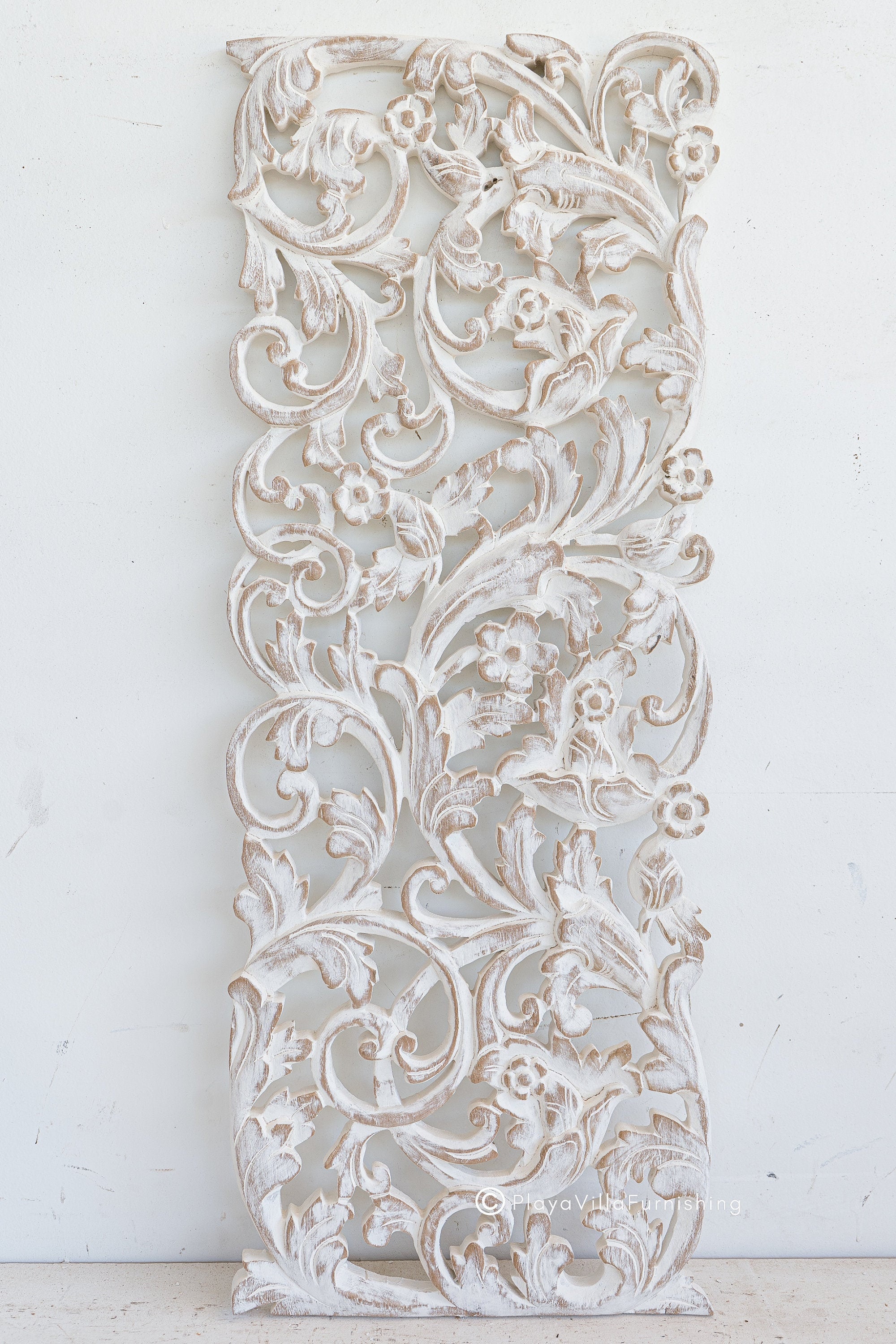 Ornate Wall Art Carved Wood Panel Mounted Wooden Botanic Etsy