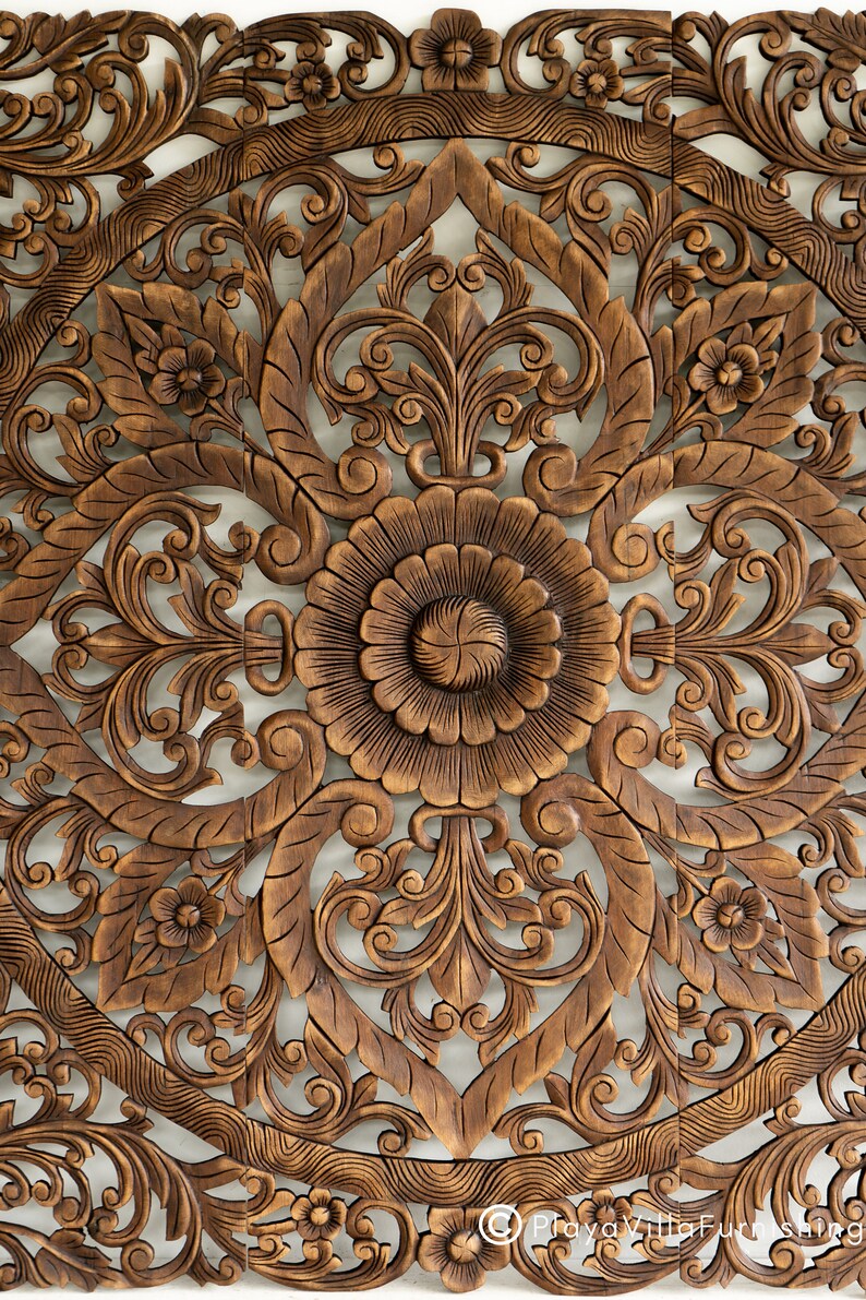 Balinese Headboard Carved for Queen Bed Weathered Brown | Etsy