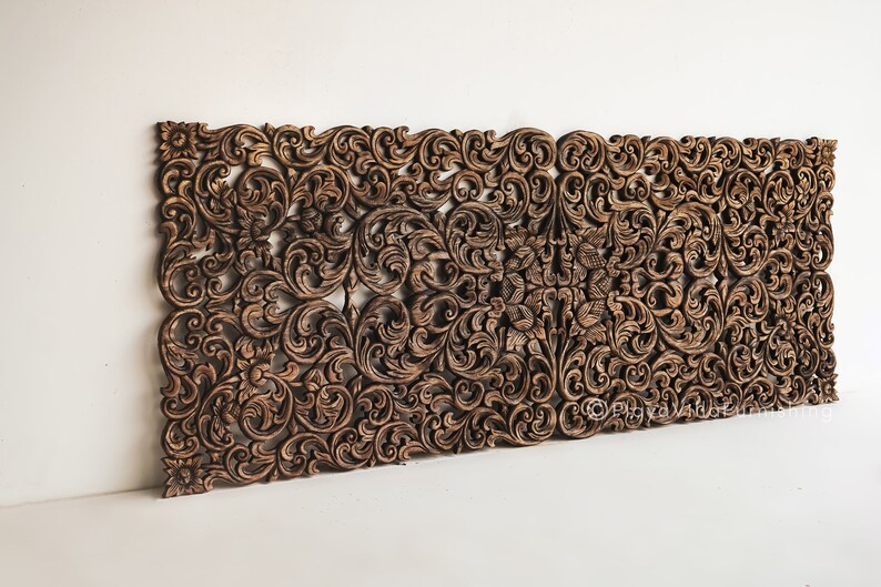 California King Size Wood Wall Mounted Headboard Handcarved Etsy