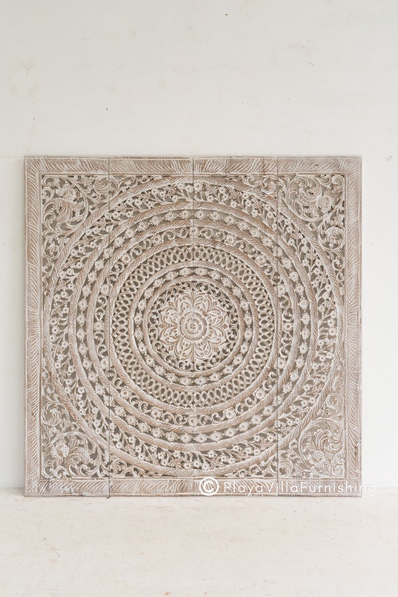 Large Medallion Wood Wall Decor Handcrafted Mounted Panel Etsy