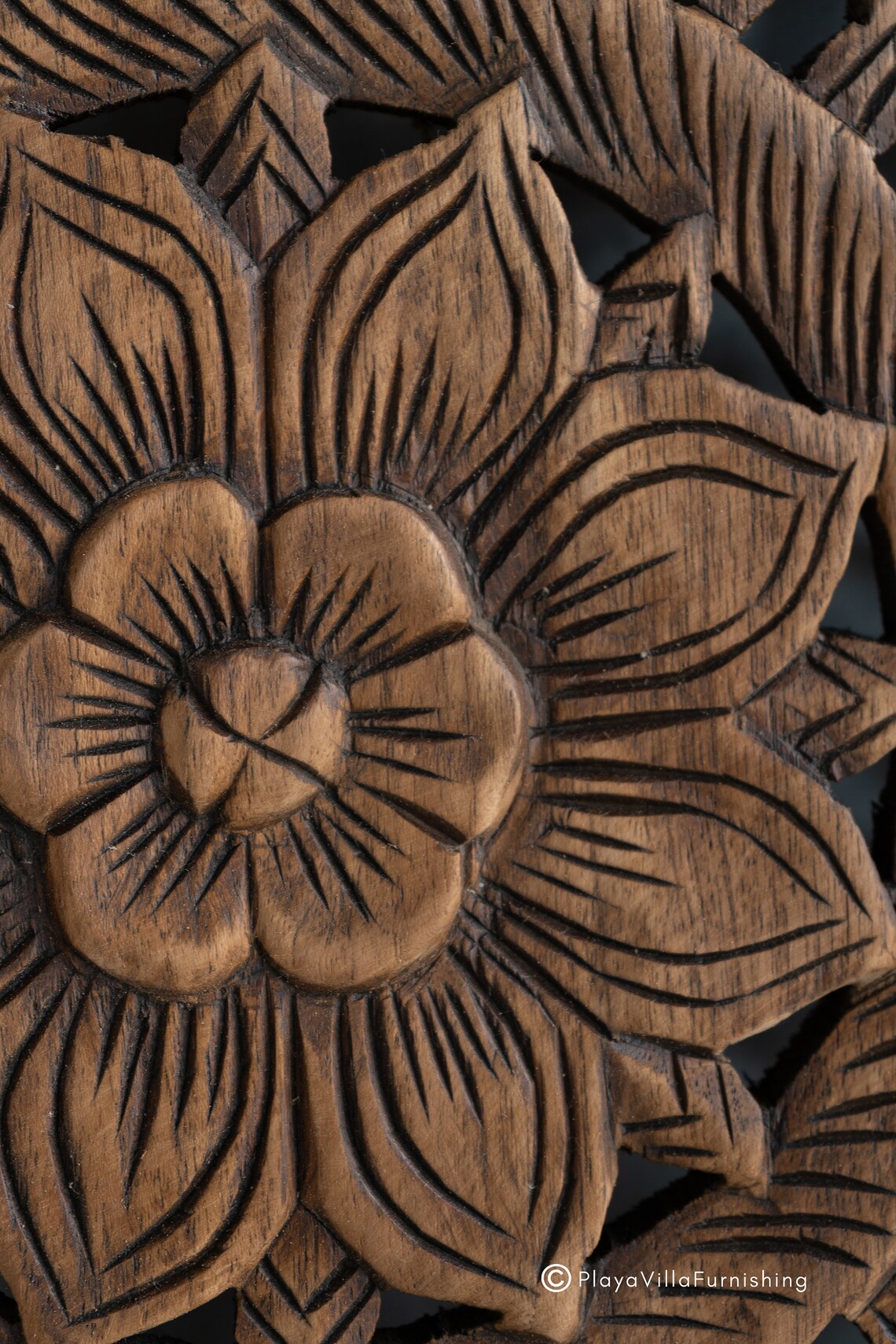 Wood Mandala Wall Art Decor Large Bohemian Style Panel Brown Etsy