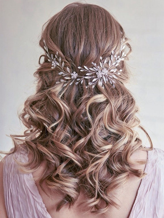 Crystal Opal Bridal Hair Vine: Silver Wedding Hair Accessory 