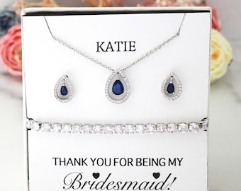 Bridesmaid Jewellery Set, Personalized Bridesmaid Gift,Bridesmaid Jewellery, Bridesmaid Earrings Necklace Set, Custom Bridesmaid Gift