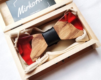 Wooden and Epoxy Resin Bow Tie for Man, Gift For Husband, Gift For Boyfriend of Girlfriend, Unique Bow Tie as a Gift, Original Gifts for Man