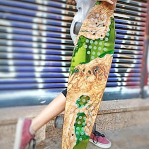Longboard aus Olivenholz Epoxidharz, Einzigartiges Skateboard, Street Art Cruiser