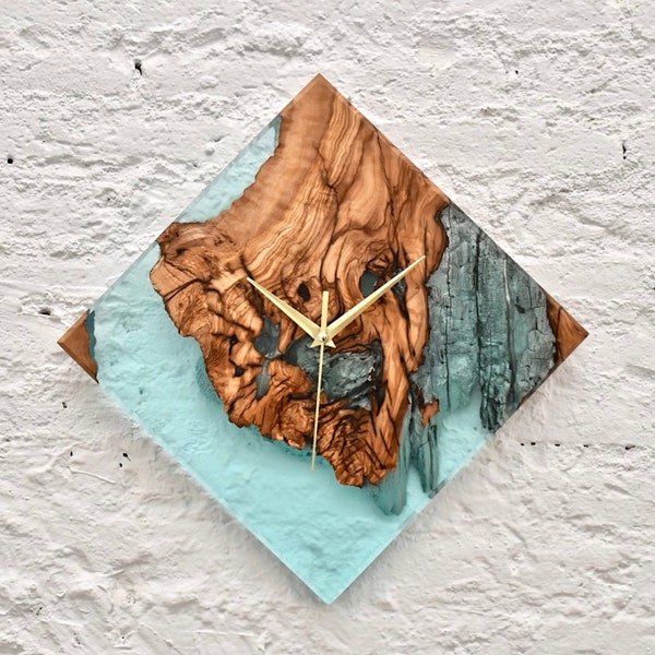Reloj de pared de madera y resina, Reloj de pared de resina Epoxi, Reloj de pared unico, Reloj de pared original, Decoracion de hogar