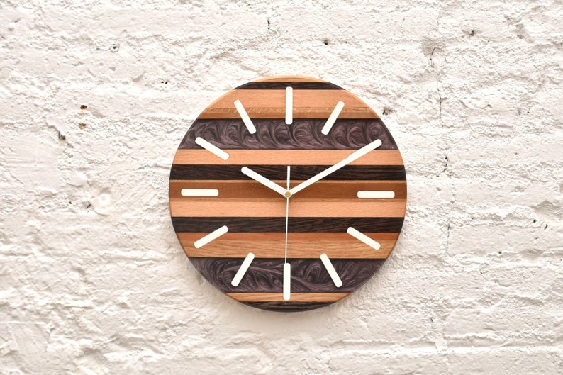 Epoxy resin wall clock, Wooden wall clock, Large wall clock, Unique wall clock, Housewarming gift, New apartment gift,Resin wall art image 1