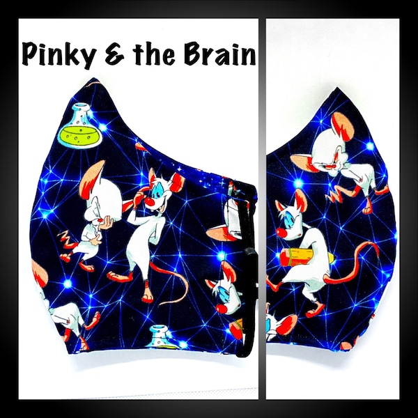 Pinky & The Brain, Minions, Cartoon Classic Face Masks; Adult and Youth Sizes, Multiple Custom Print Fabrics to choose from, CoteCoutureLtd