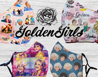 Golden Girls Face Masks; Multiple Golden Girls Inspired fabric face masks to choose from with adjustable elastic bands Adult & Youth Sizes