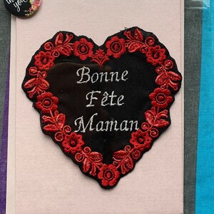 Carte brodée fête des mères